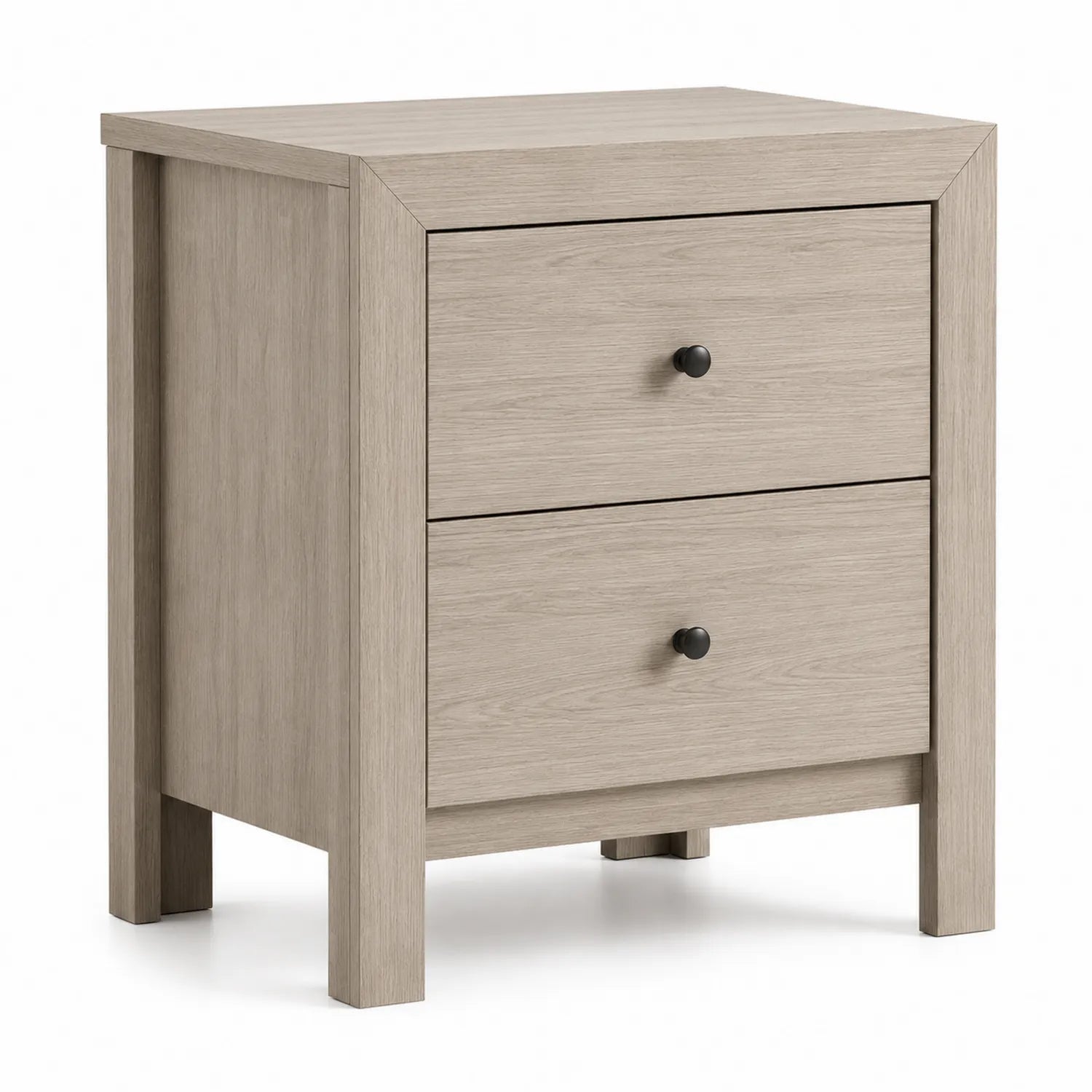 Table de chevet en bois 2 tiroirs Chêne Cendré