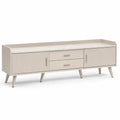 Meuble TV en bois avec deux tiroirs et deux portes Beige
