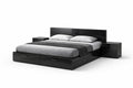 King Size Platform Bed with Storage Drawers and Headboard MDF Black