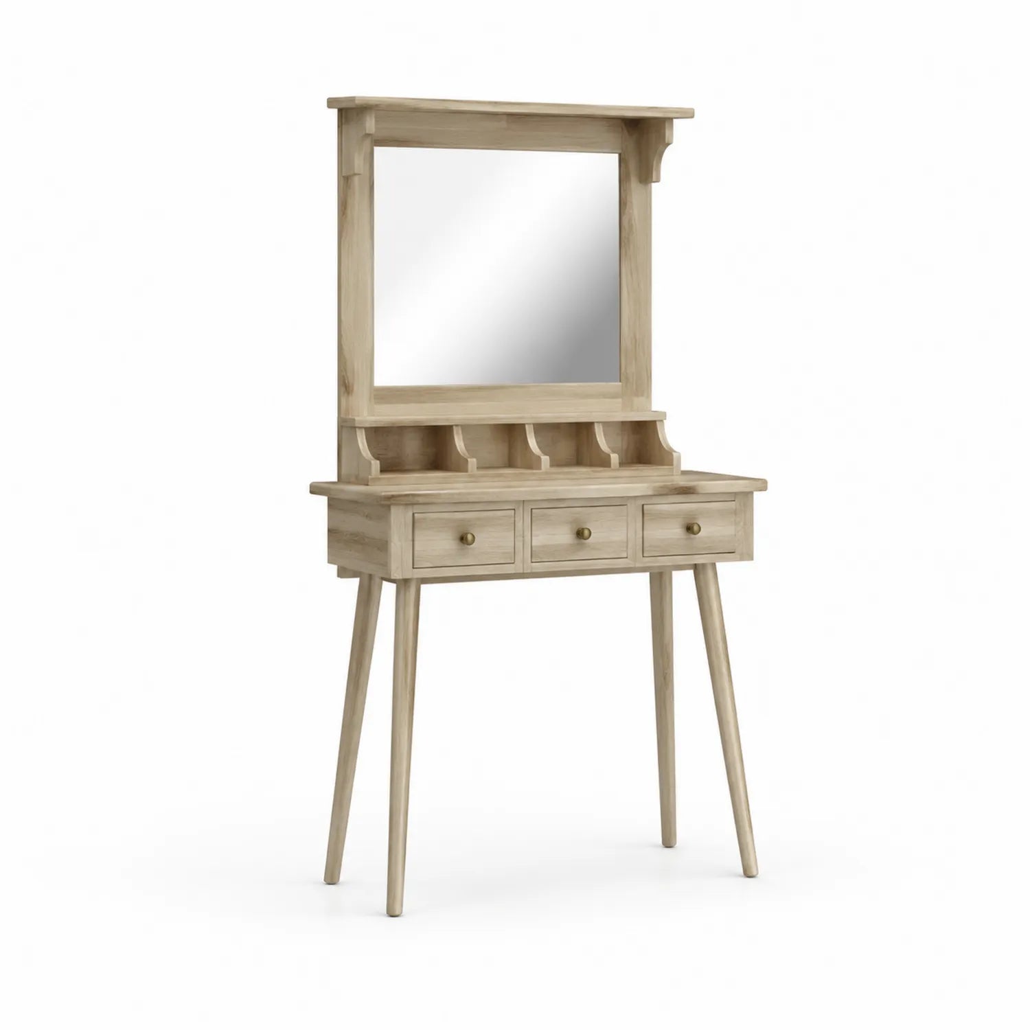 Coiffeuse en bois avec miroir et 3 tiroirs