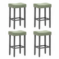 Ensemble de 4 tabourets de bar en bois et tissu, Vert, 75 cm