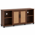 Meuble TV en bois et rotin 180x40x70 cm Marron