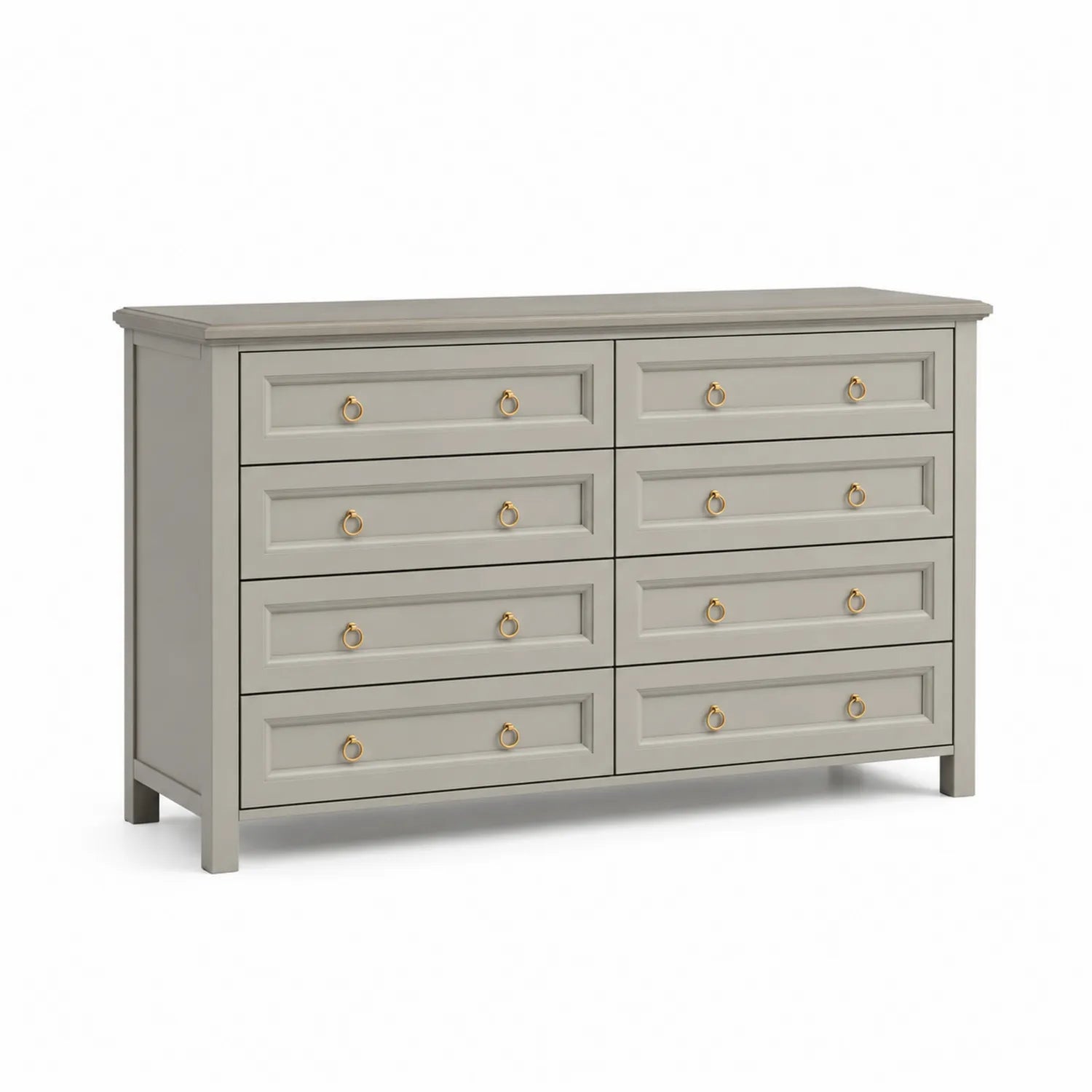 Commode en bois à 8 tiroirs avec poignées métal doré