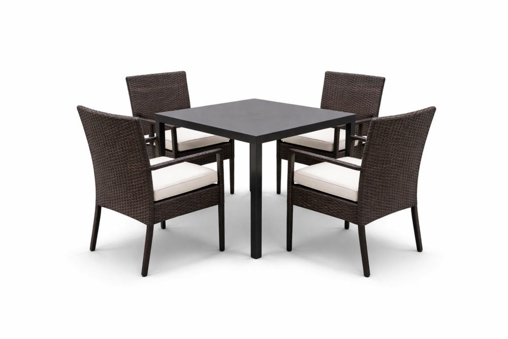 5-Piece Dining Set with Wicker Chairs and Table