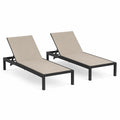 Lot de 2 chaises longues en aluminium et tissu beige