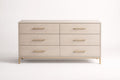 Wood 6 Drawer Dresser  Beige Width120cm x Depth40cm x Height80cm