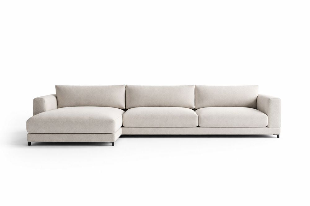 Beige Fabric Sectional Sofa with Left Chaise Length 350 cm x Width 175 cm x Height 85 cm