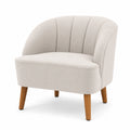 Fauteuil en Tissu Polyester Beige avec Pieds en Chêne