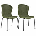 Ensemble de 2 chaises d'extérieur en rotin synthétique vert avec structure en acier