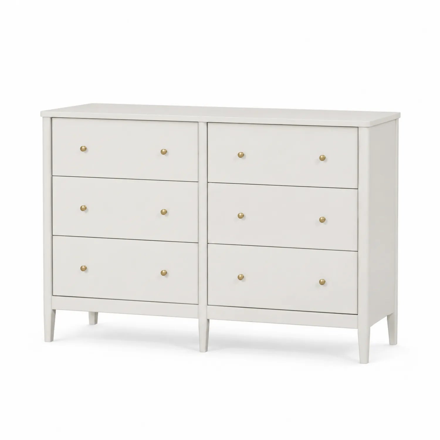 Commode en bois avec 6 tiroirs et poignées en laiton