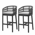 Lot de 2 chaises hautes d'extérieur en métal et polypropylène, Gris foncé