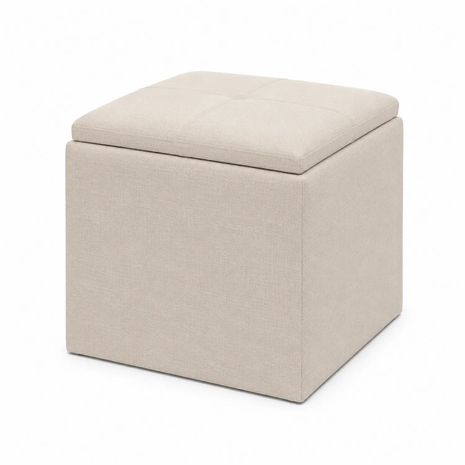 Pouf de Rangement Cube Tissu Beige 40x40x40 cm