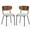Lot de 2 chaises en bois, tissu beige et métal noir