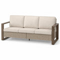 Canapé d'extérieur 3 places en bois et rotin tressé Beige