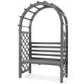 Banc d'extérieur en métal avec pergola arceau Gris