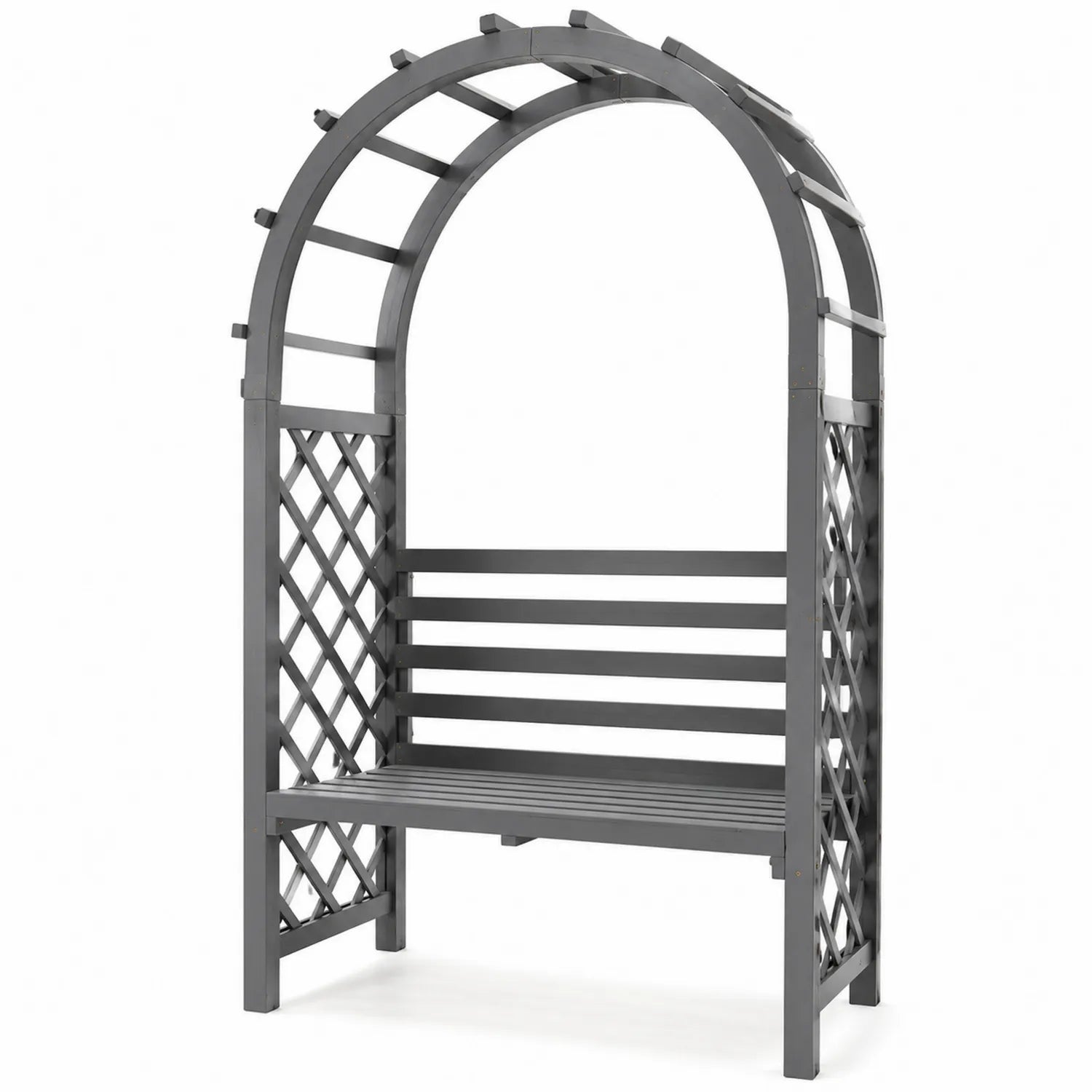 Banc d'extérieur en métal avec pergola arceau Gris