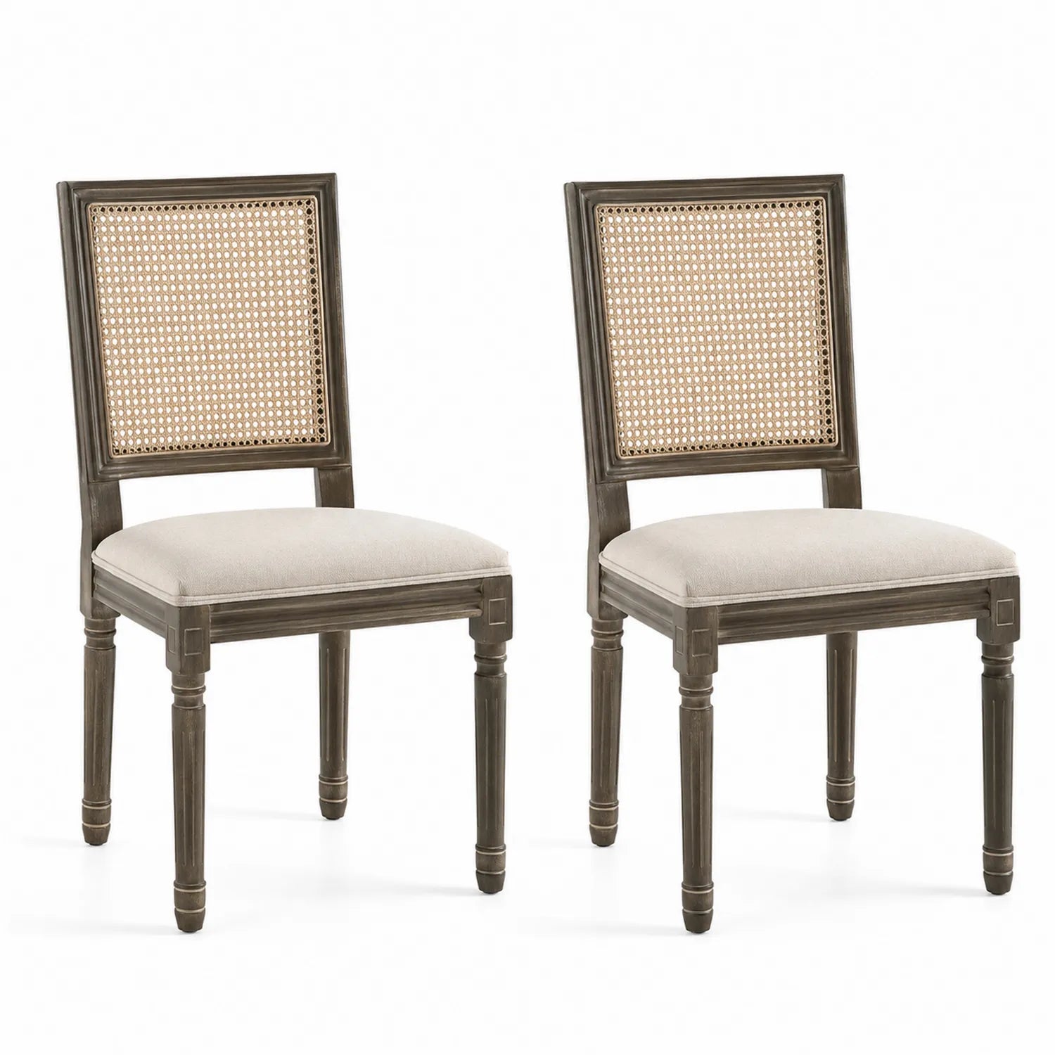Lot de 2 chaises en bois de chêne avec dossier en cannage