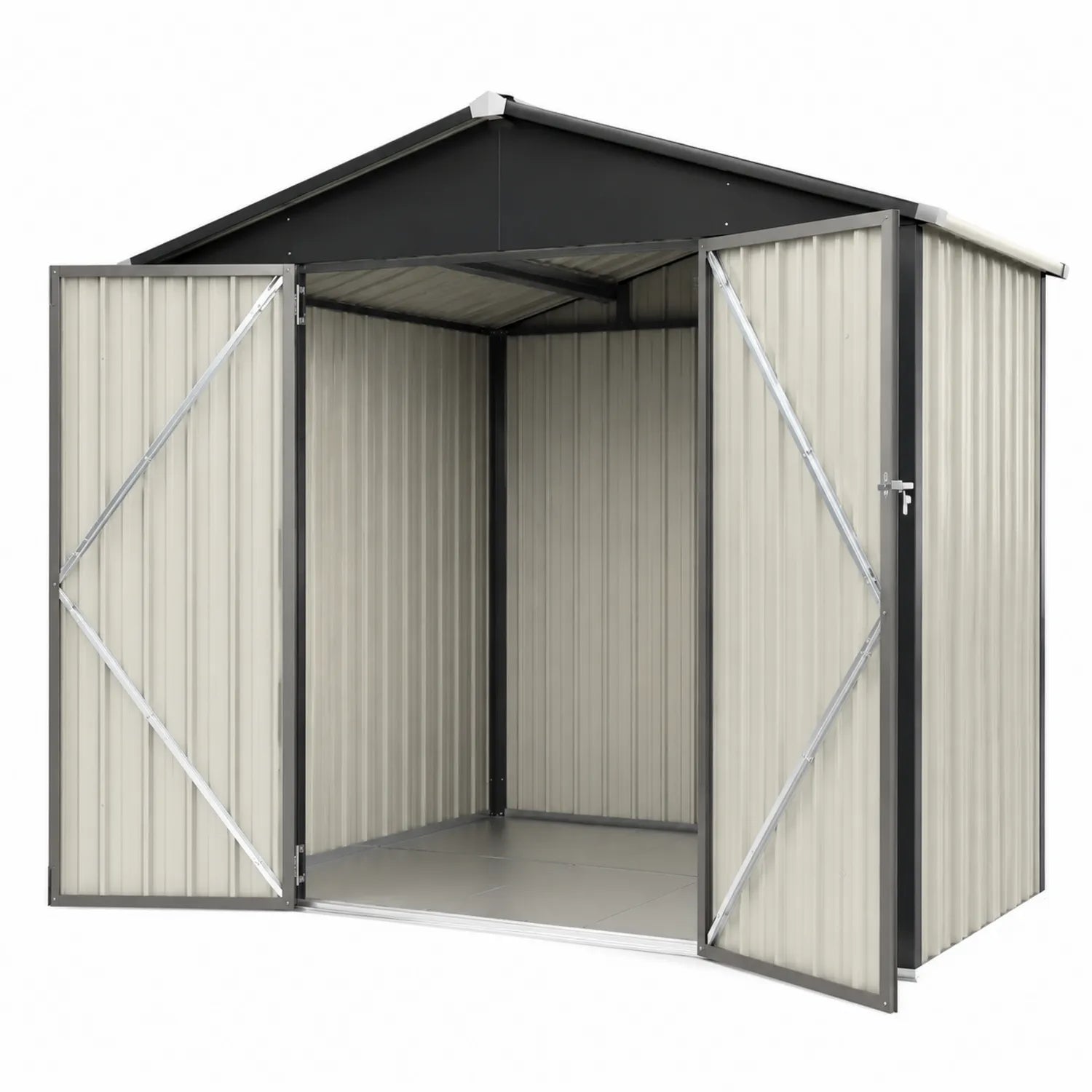 Abri de Jardin en Métal Beige/Anthracite 213x127x185 cm