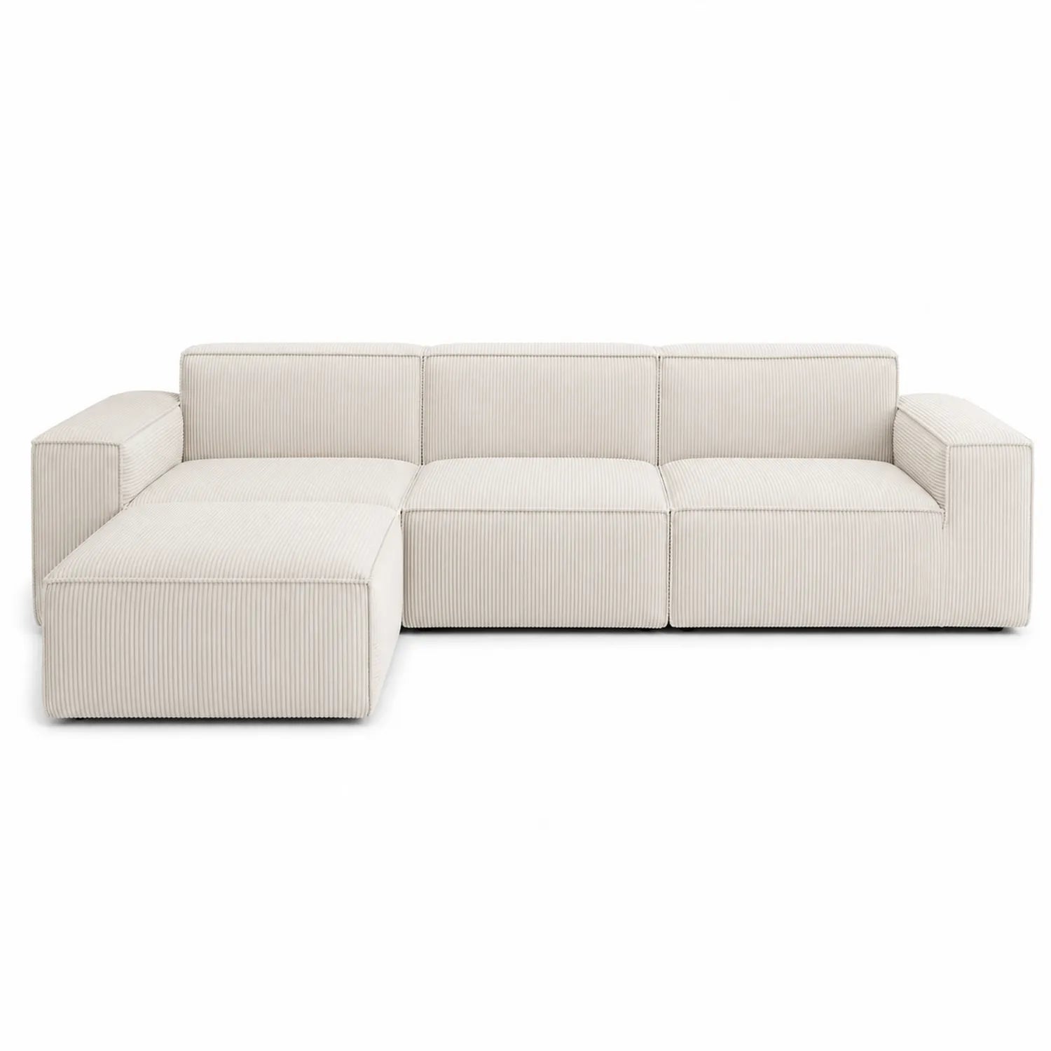 Canapé d'angle modulaire en tissu côtelé Beige