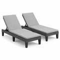 Chaises longues extérieures en résine tressée avec coussins réglables - Lot de 2