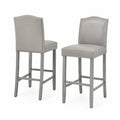 Tabourets de bar en cuir synthétique gris avec cadre en métal