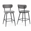 Ensemble de 2 tabourets de bar en métal, bois composite et tissu gris