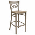Tabouret de bar en métal et bois avec dossier croisé