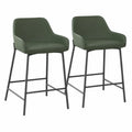 Lot de 2 Tabourets de Bar en Similicuir Vert et Métal Noir