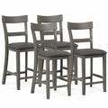 Lot de 4 tabourets de bar en bois et similicuir gris
