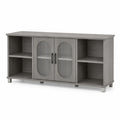 Meuble TV en bois avec portes en verre trempé 120x40x60cm Gris