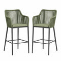 Chaises de Bar en Corde et Métal Vert Ensemble de 2