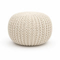 Pouf rond tricoté en coton crème