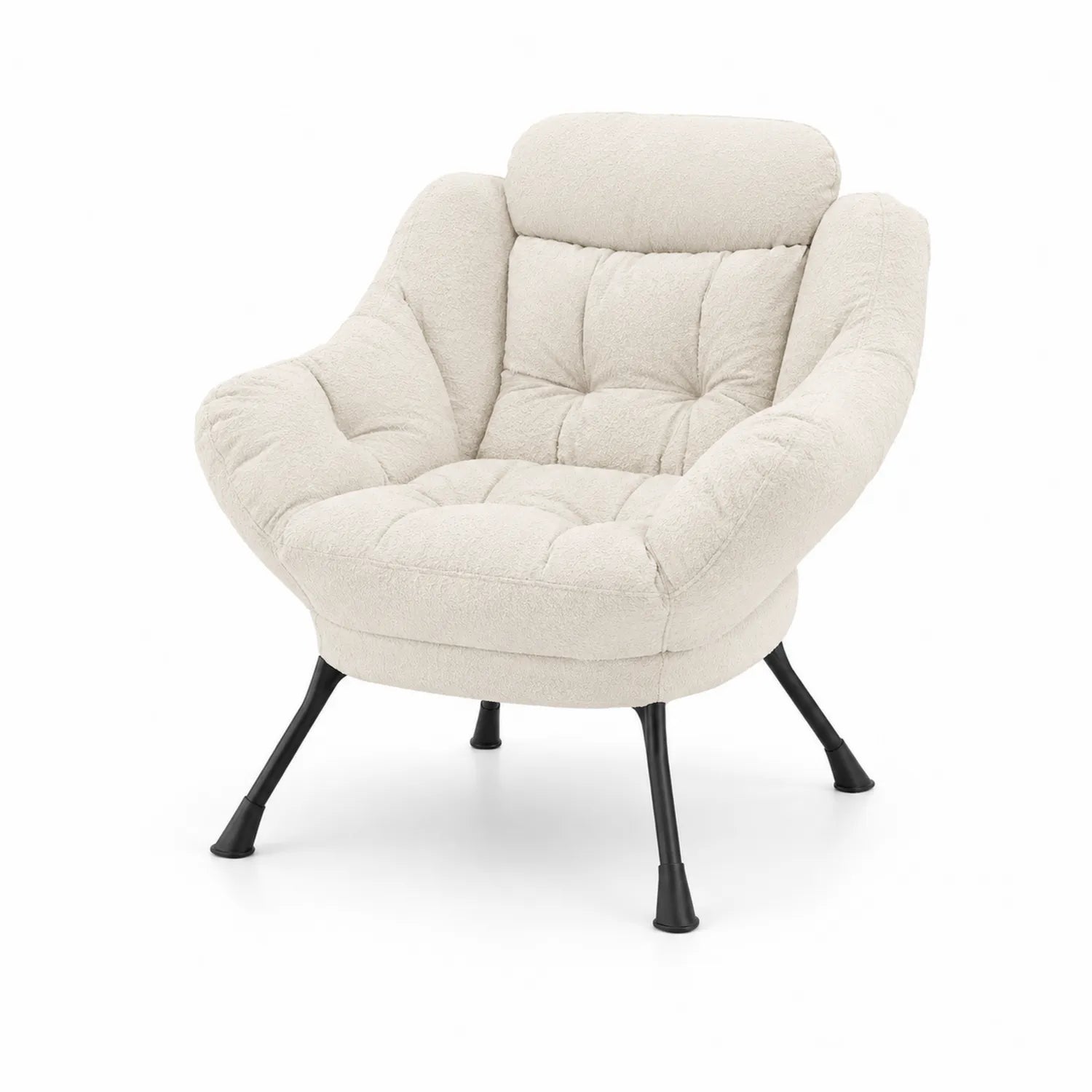 Fauteuil en tissu polyester beige avec pieds en métal