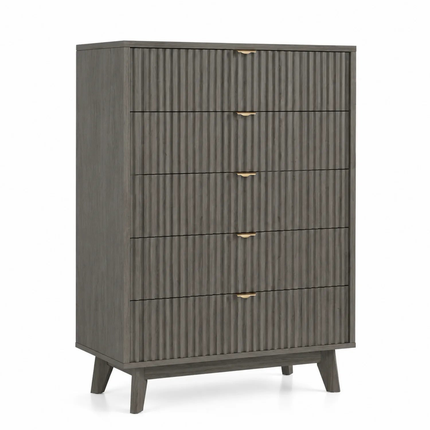 Commode 5 tiroirs Bois Gris