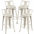 Ensemble de 4 tabourets de bar en métal Crème