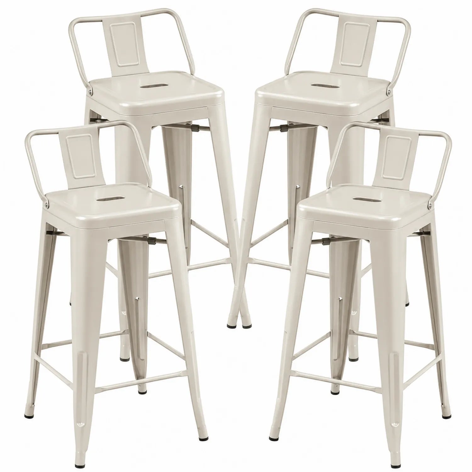 Ensemble de 4 tabourets de bar en métal Crème