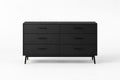 Black Wood Dresser with Six Drawers