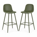 Tabourets de bar en polypropylène vert avec pieds en métal, lot de 2