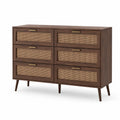 Commode en bois avec tiroirs en rotin