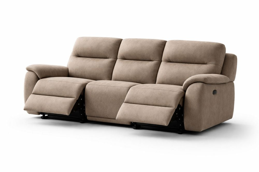 Beige Fabric Reclining Sofa