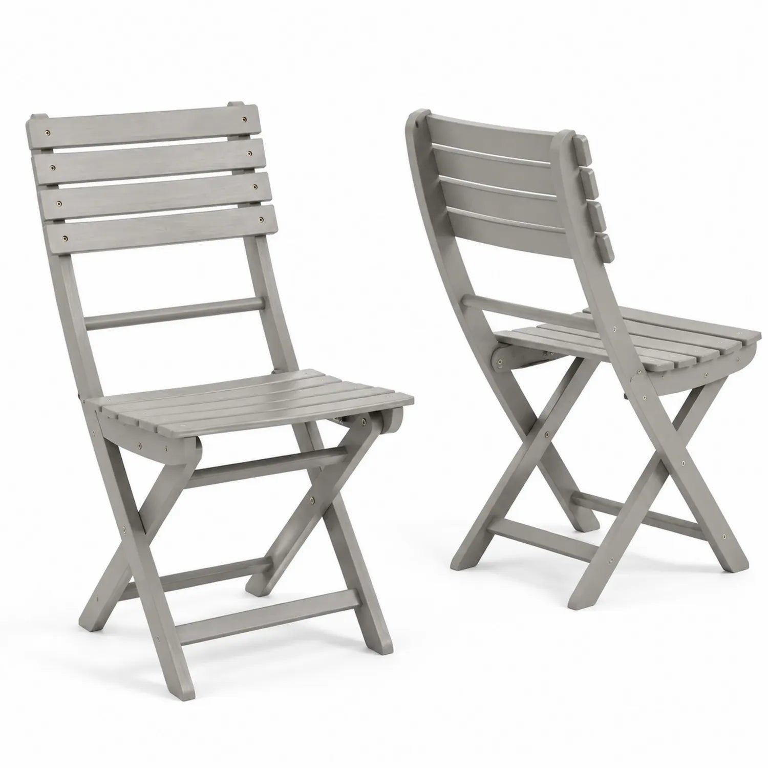 Lot de 2 chaises pliantes en bois d'acacia Gris
