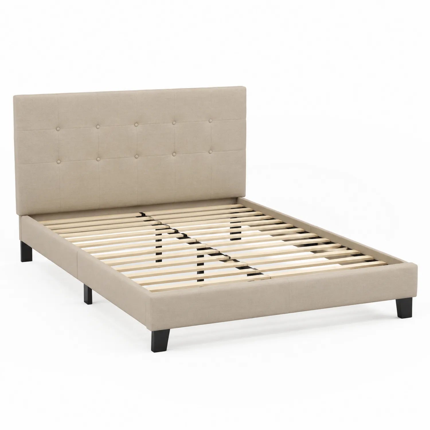 Lit double en bois et tissu avec tête de lit 200x160 cm