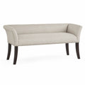 Banc en tissu polyester beige avec pieds en bois massif