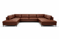L-Shaped Sectional Sofa PU Leather Brown