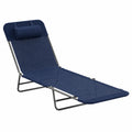 Chaise longue pliable en métal bleu avec coussin