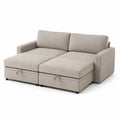 Canapé-lit modulaire en tissu beige avec rangement