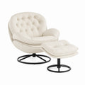 Fauteuil pivotant et repose-pieds en cuir synthétique Beige
