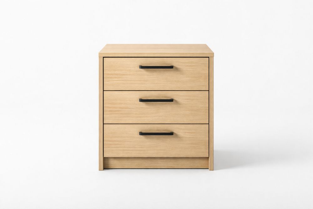 Wooden 3 Drawer Chest with Natural Finish Length 60 cm x Width 40 cm x Height 75 cm