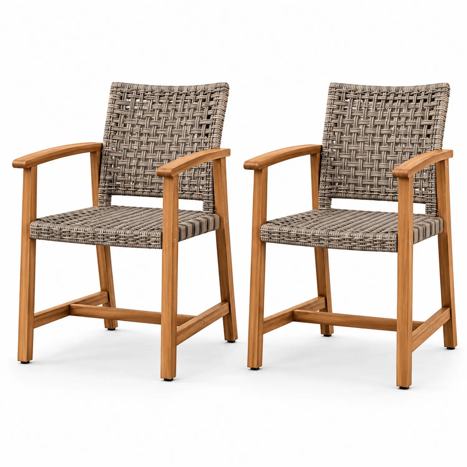 Lot de 2 chaises en bois et rotin synthétique