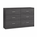 Commode 6 tiroirs en bois gris avec poignées en métal
